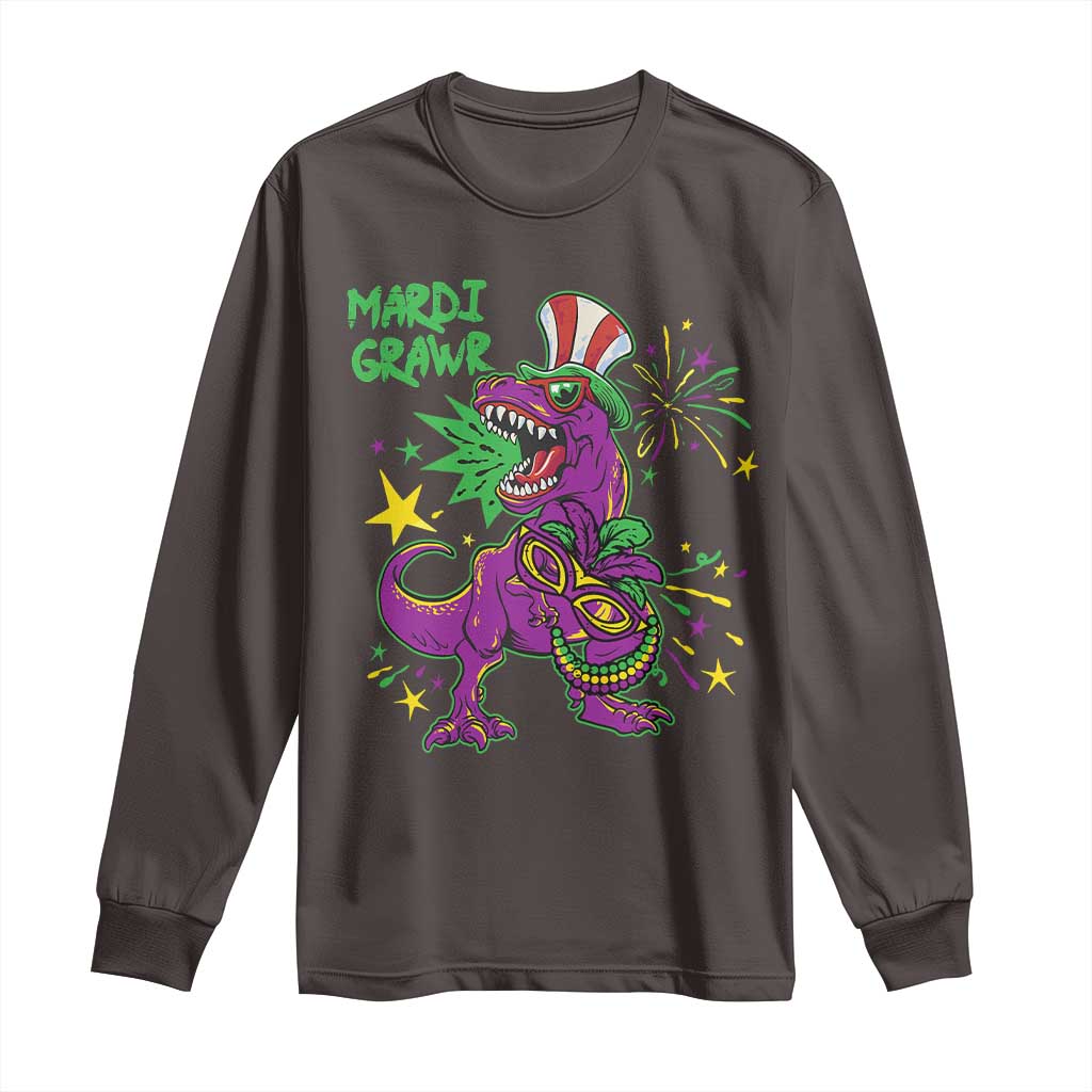 Mardi Gras Dino Long Sleeve Shirt Toddler Kids Boys Gift Mardi Grawr