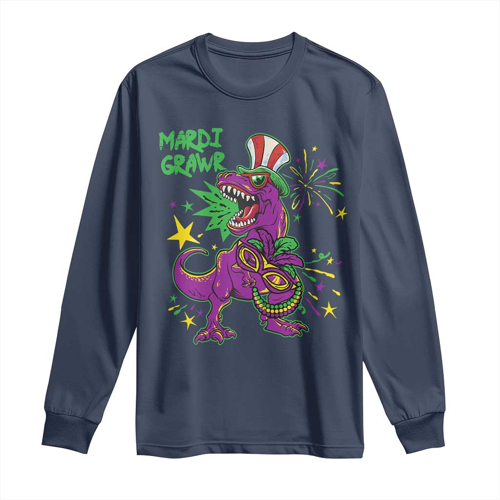 Mardi Gras Dino Long Sleeve Shirt Toddler Kids Boys Gift Mardi Grawr