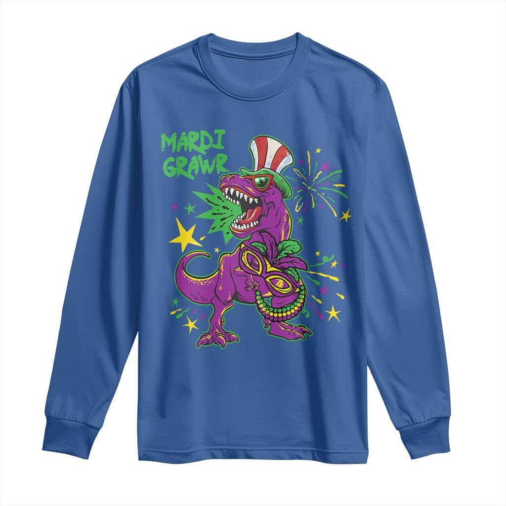 Mardi Gras Dino Long Sleeve Shirt Toddler Kids Boys Gift Mardi Grawr