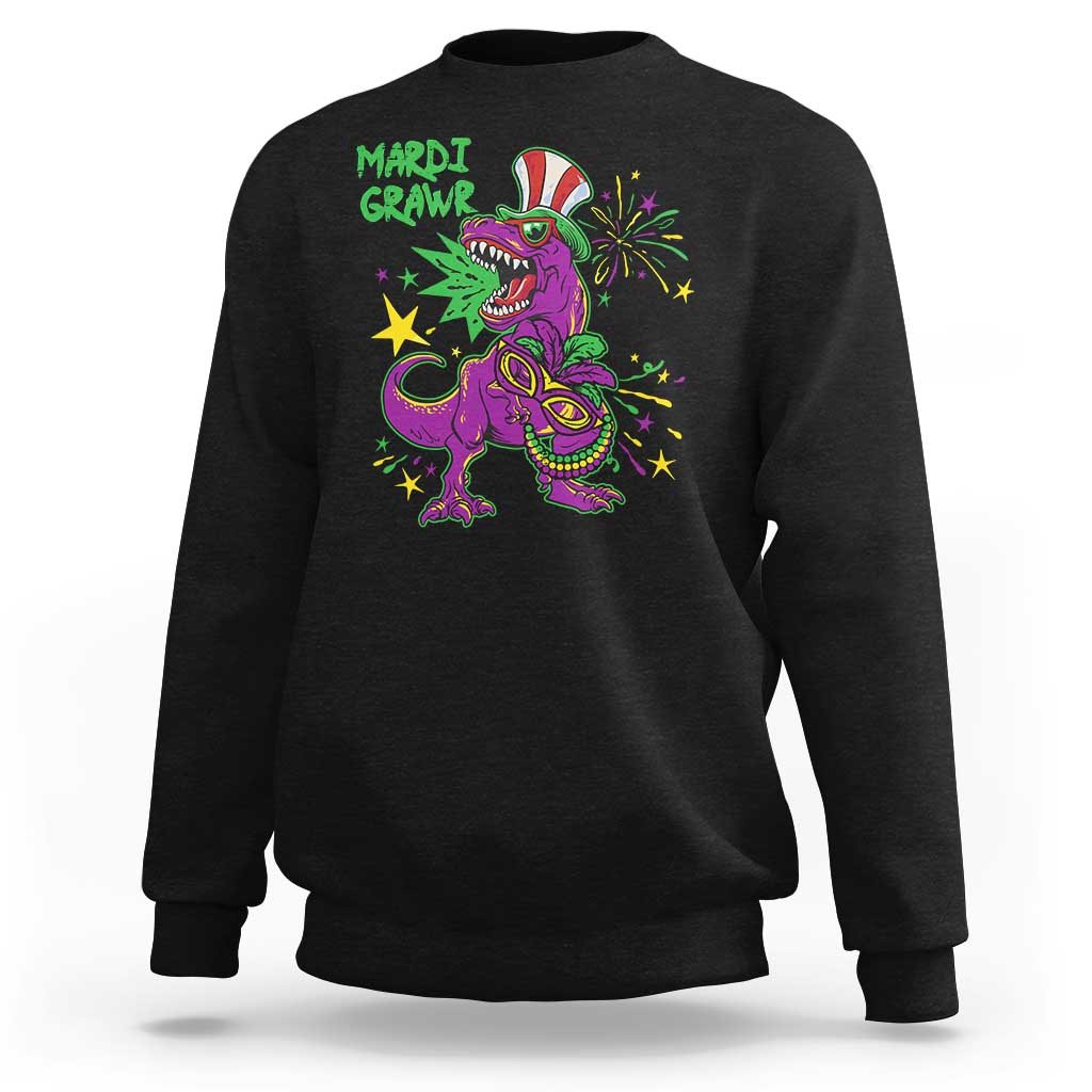 Mardi Gras Dino Sweatshirt Toddler Kids Boys Gift Mardi Grawr