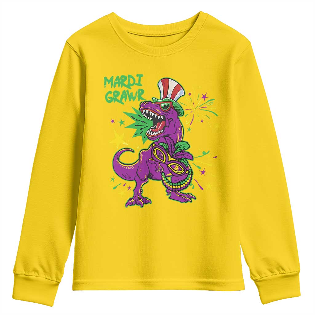 Mardi Gras Dino Youth Sweatshirt Toddler Kids Boys Gift Mardi Grawr