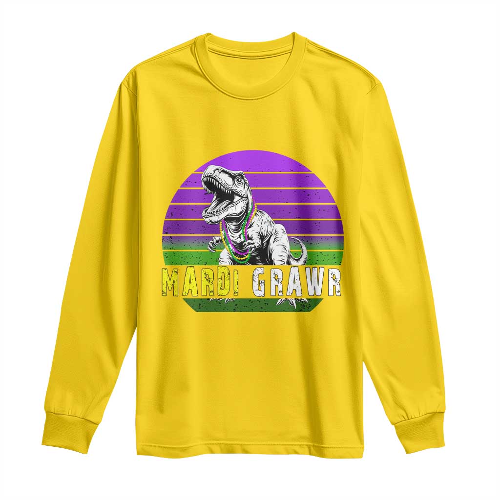 Mardi Grawr Dinosaur Long Sleeve Shirt Toddler Kids Boys Gift