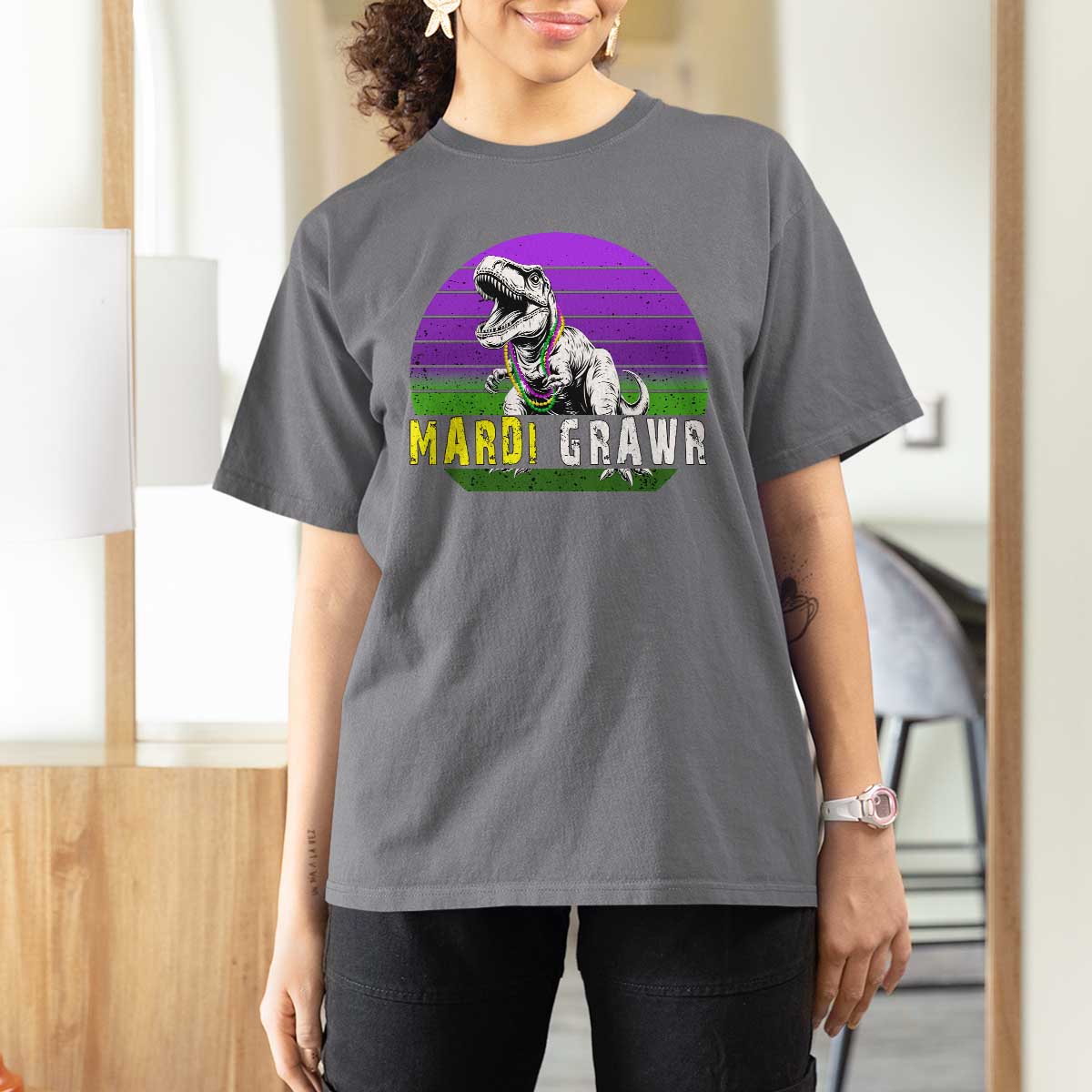 Mardi Grawr Dinosaur T Shirt For Women Toddler Kids Boys Gift