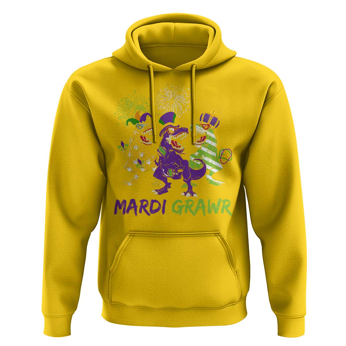 Mardi Gras Dinosaur Hoodie T-Rex Dino Mardi Grawr Firework