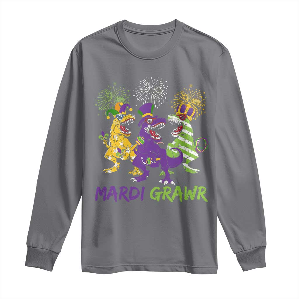 Mardi Gras Dinosaur Long Sleeve Shirt Dino Mardi Grawr Firework