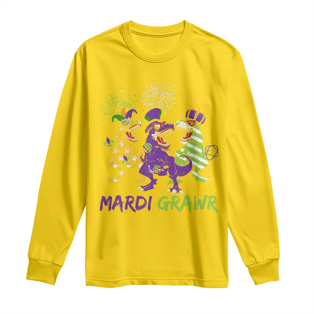 Mardi Gras Dinosaur Long Sleeve Shirt Dino Mardi Grawr Firework