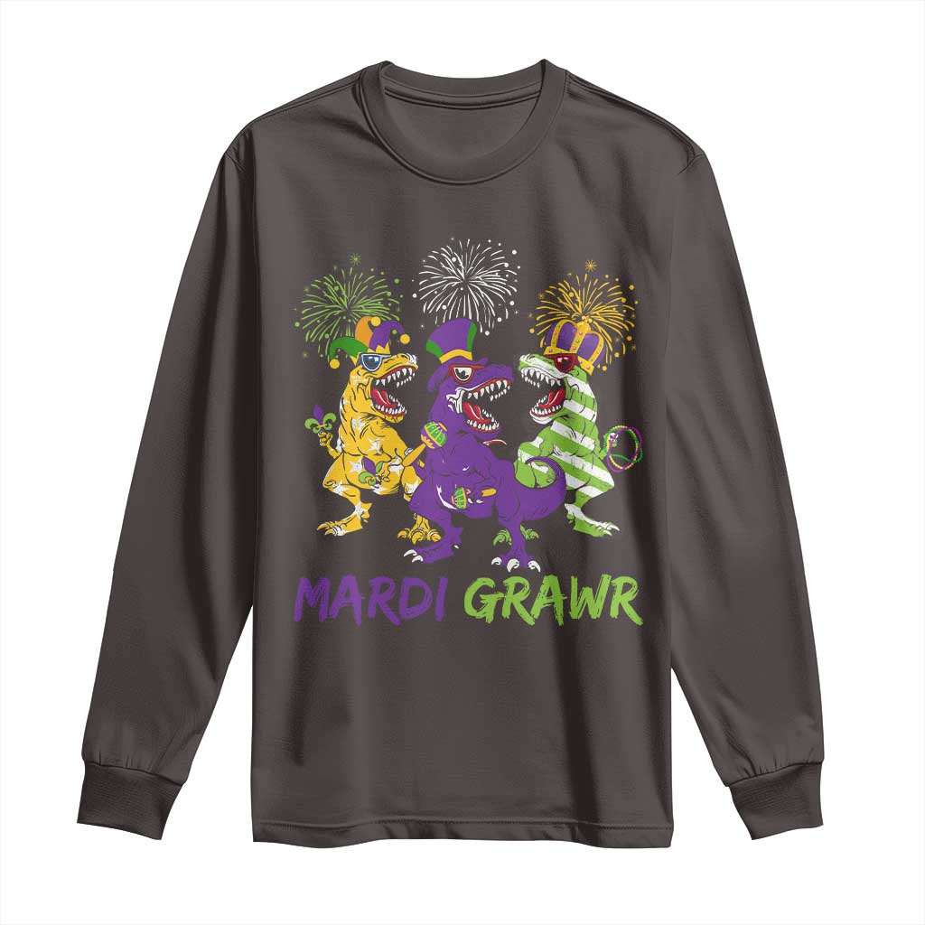 Mardi Gras Dinosaur Long Sleeve Shirt Dino Mardi Grawr Firework