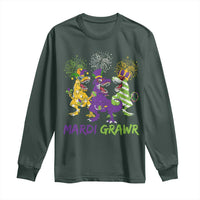 Mardi Gras Dinosaur Long Sleeve Shirt Dino Mardi Grawr Firework