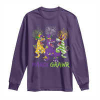 Mardi Gras Dinosaur Long Sleeve Shirt Dino Mardi Grawr Firework