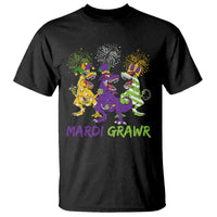 Mardi Gras Dinosaur T Shirt T-Rex Dino Mardi Grawr Firework