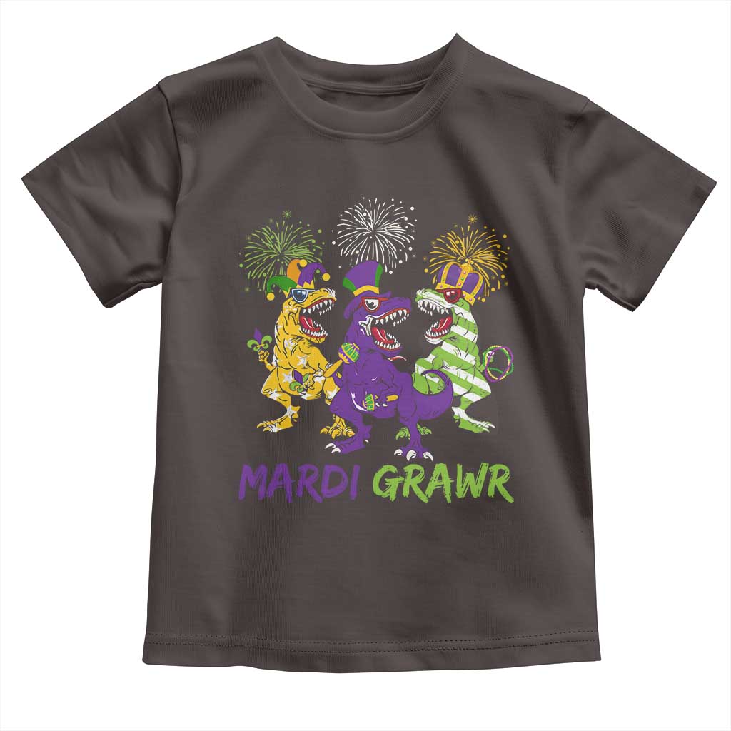 Mardi Gras Dinosaur Toddler T Shirt Dino Mardi Grawr Firework