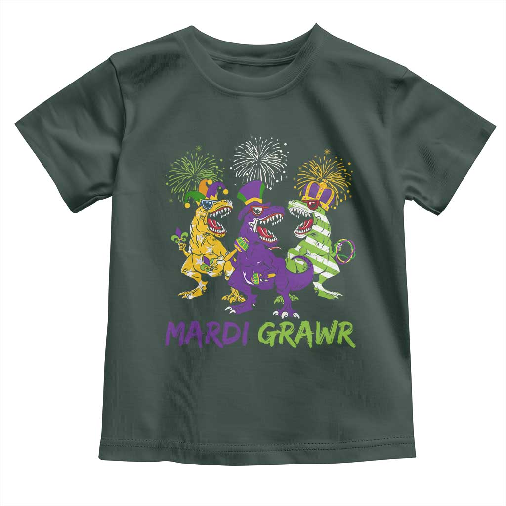 Mardi Gras Dinosaur Toddler T Shirt Dino Mardi Grawr Firework