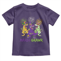 Mardi Gras Dinosaur Toddler T Shirt Dino Mardi Grawr Firework