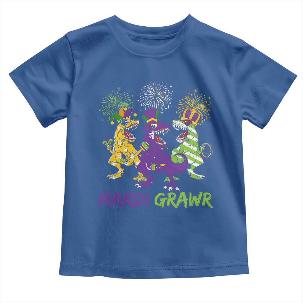 Mardi Gras Dinosaur Toddler T Shirt Dino Mardi Grawr Firework