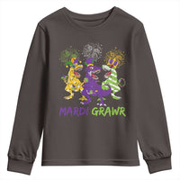 Mardi Gras Dinosaur Youth Sweatshirt Dino Mardi Grawr Firework