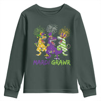 Mardi Gras Dinosaur Youth Sweatshirt Dino Mardi Grawr Firework
