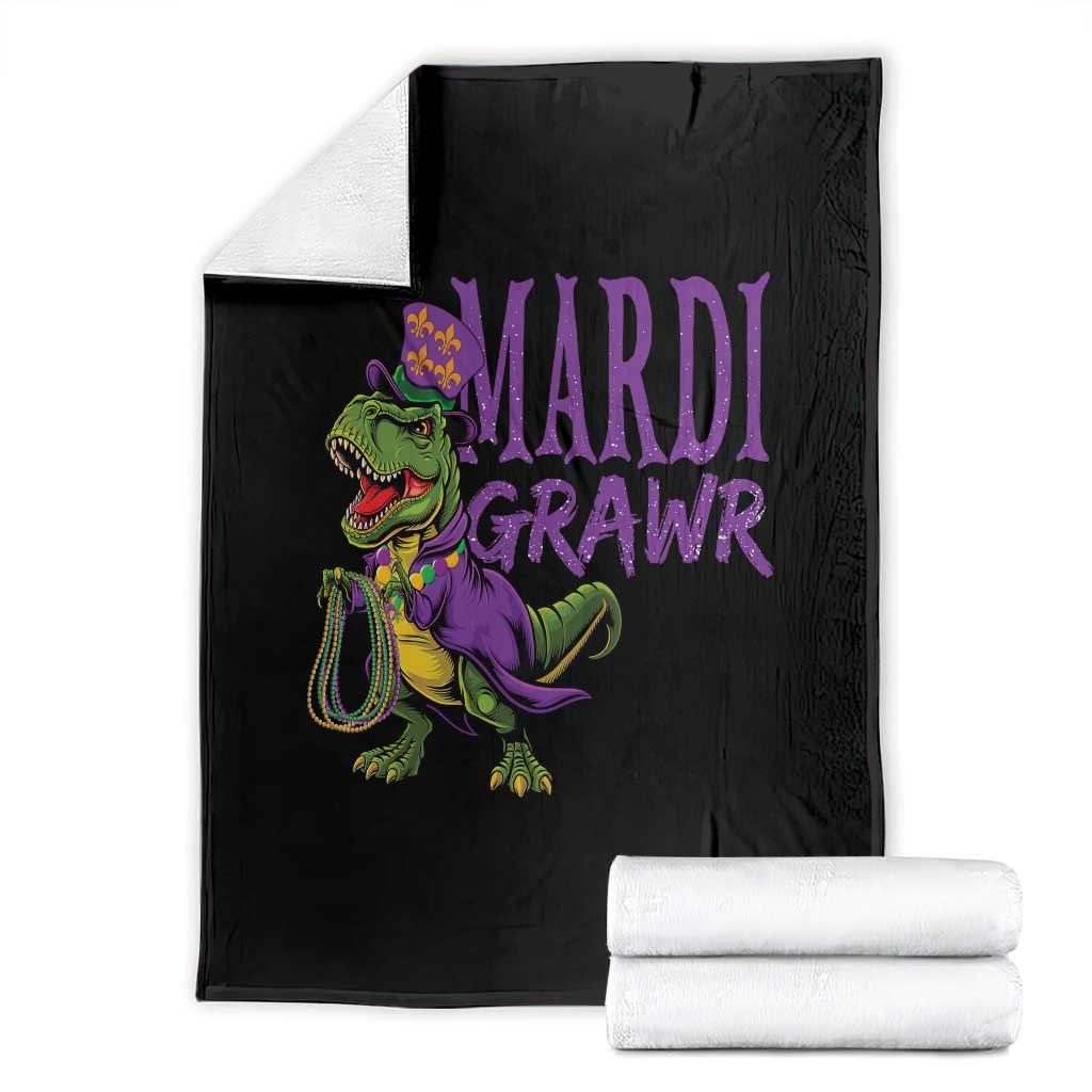 Dinosaur Mardi Gras Throw Blanket Funny Meme New Orleans Party Custume Beads - Wonder Print Shop