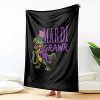 Dinosaur Mardi Gras Throw Blanket Funny Meme New Orleans Party Custume Beads - Wonder Print Shop