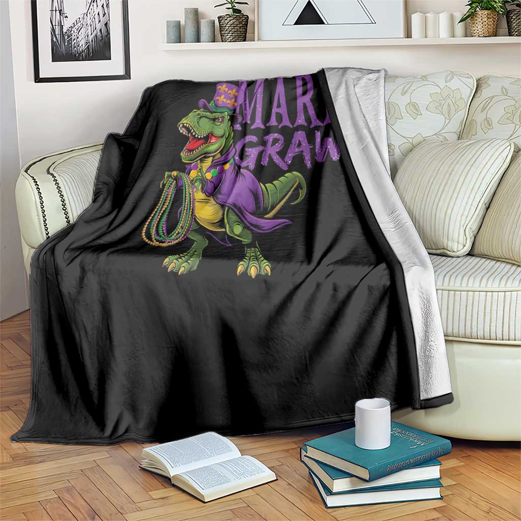 Dinosaur Mardi Gras Throw Blanket Funny Meme New Orleans Party Custume Beads - Wonder Print Shop
