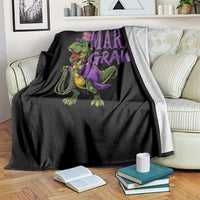 Dinosaur Mardi Gras Throw Blanket Funny Meme New Orleans Party Custume Beads - Wonder Print Shop