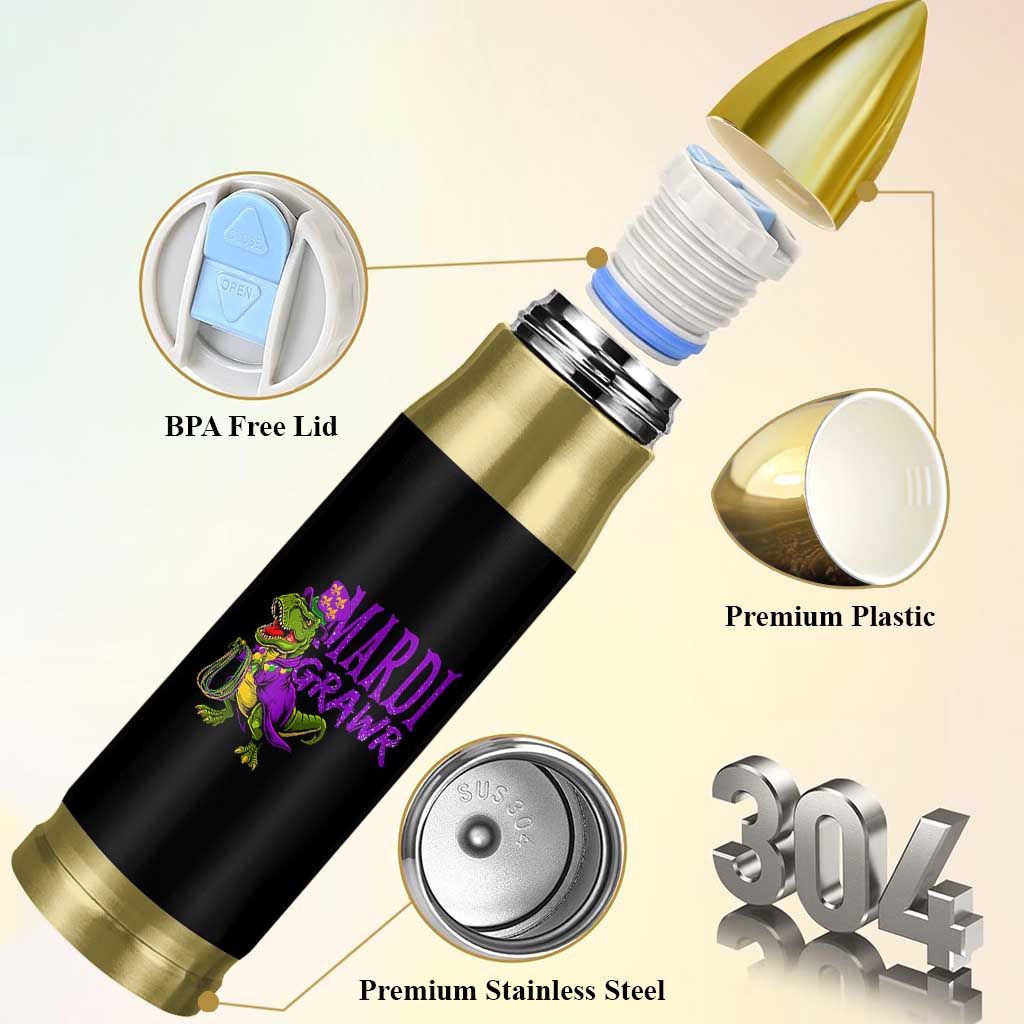 Dinosaur Mardi Gras Bullet Tumbler Funny Meme New Orleans Party Custume Beads - Wonder Print Shop