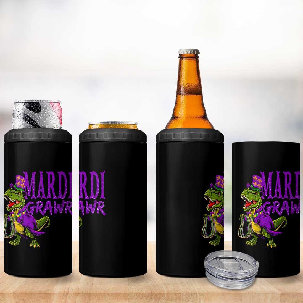 Dinosaur Mardi Gras 4 in 1 Can Cooler Tumbler Funny Meme New Orleans Party Custume Beads - Wonder Print Shop