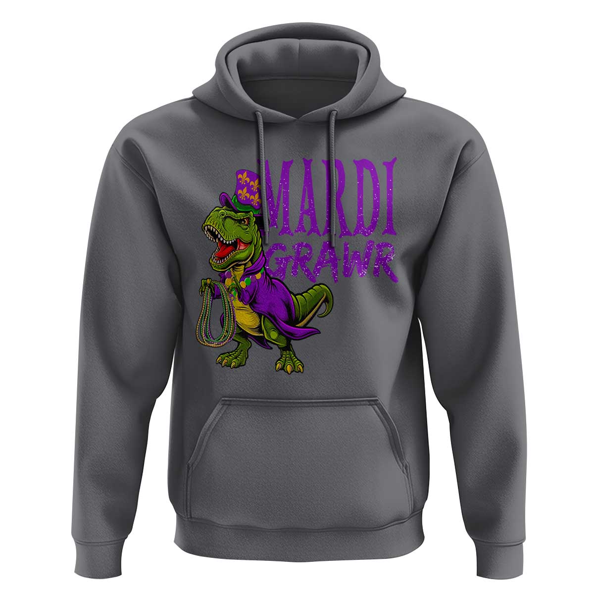 Dinosaur Mardi Gras Hoodie Funny Meme New Orleans Party Custume Beads - Wonder Print Shop