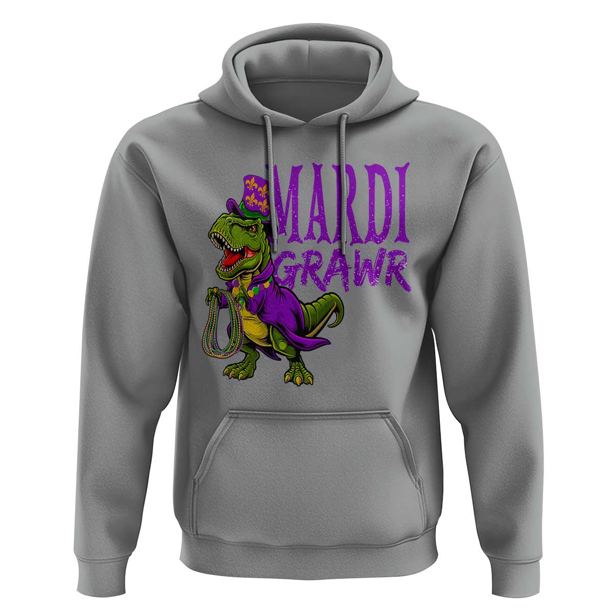 Dinosaur Mardi Gras Hoodie Funny Meme New Orleans Party Custume Beads - Wonder Print Shop