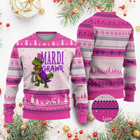 Dinosaur Mardi Gras Ugly Christmas Sweater Funny Meme New Orleans Party Custume Beads - Wonder Print Shop