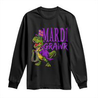 Dinosaur Mardi Gras Long Sleeve Shirt Funny Meme New Orleans Party Custume Beads - Wonder Print Shop