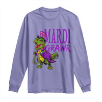 Dinosaur Mardi Gras Long Sleeve Shirt Funny Meme New Orleans Party Custume Beads - Wonder Print Shop