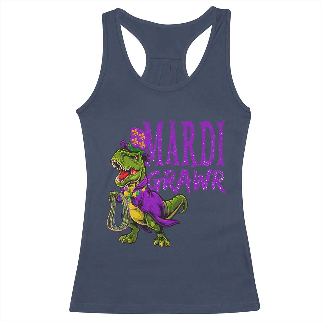 Dinosaur Mardi Gras Racerback Tank Top Funny Meme New Orleans Party Custume Beads - Wonder Print Shop