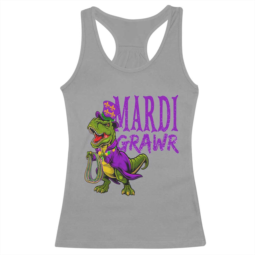 Dinosaur Mardi Gras Racerback Tank Top Funny Meme New Orleans Party Custume Beads - Wonder Print Shop