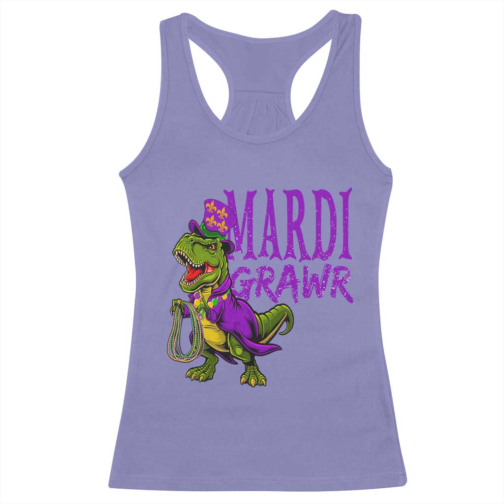 Dinosaur Mardi Gras Racerback Tank Top Funny Meme New Orleans Party Custume Beads - Wonder Print Shop