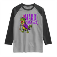 Dinosaur Mardi Gras Raglan Shirt Funny Meme New Orleans Party Custume Beads - Wonder Print Shop