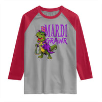 Dinosaur Mardi Gras Raglan Shirt Funny Meme New Orleans Party Custume Beads - Wonder Print Shop