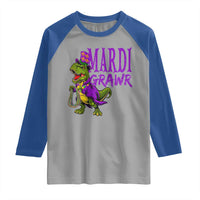 Dinosaur Mardi Gras Raglan Shirt Funny Meme New Orleans Party Custume Beads - Wonder Print Shop