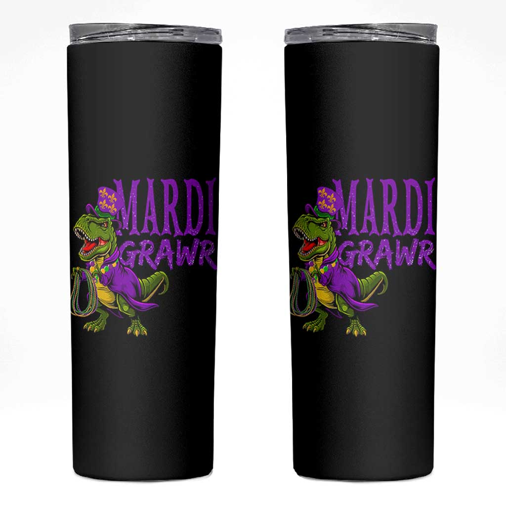 Dinosaur Mardi Gras Skinny Tumbler Funny Meme New Orleans Party Custume Beads - Wonder Print Shop