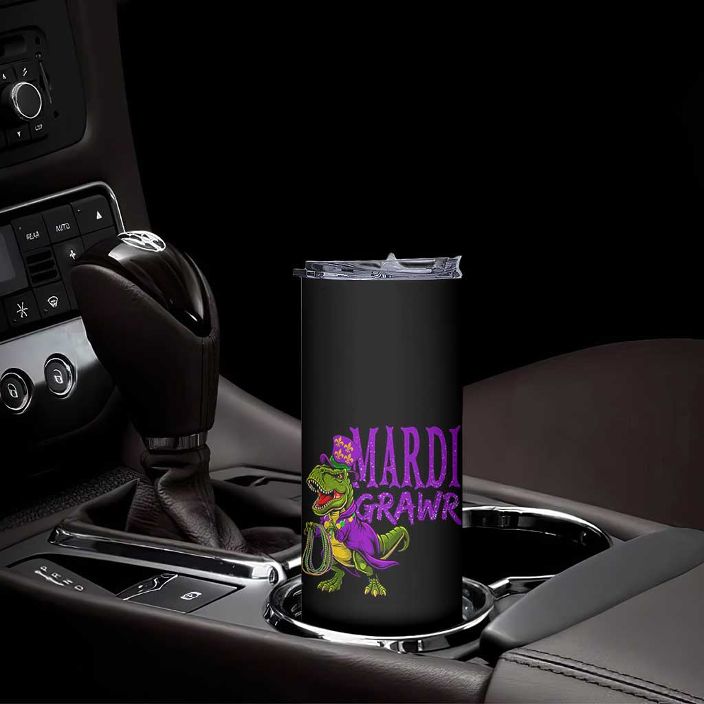 Dinosaur Mardi Gras Skinny Tumbler Funny Meme New Orleans Party Custume Beads - Wonder Print Shop