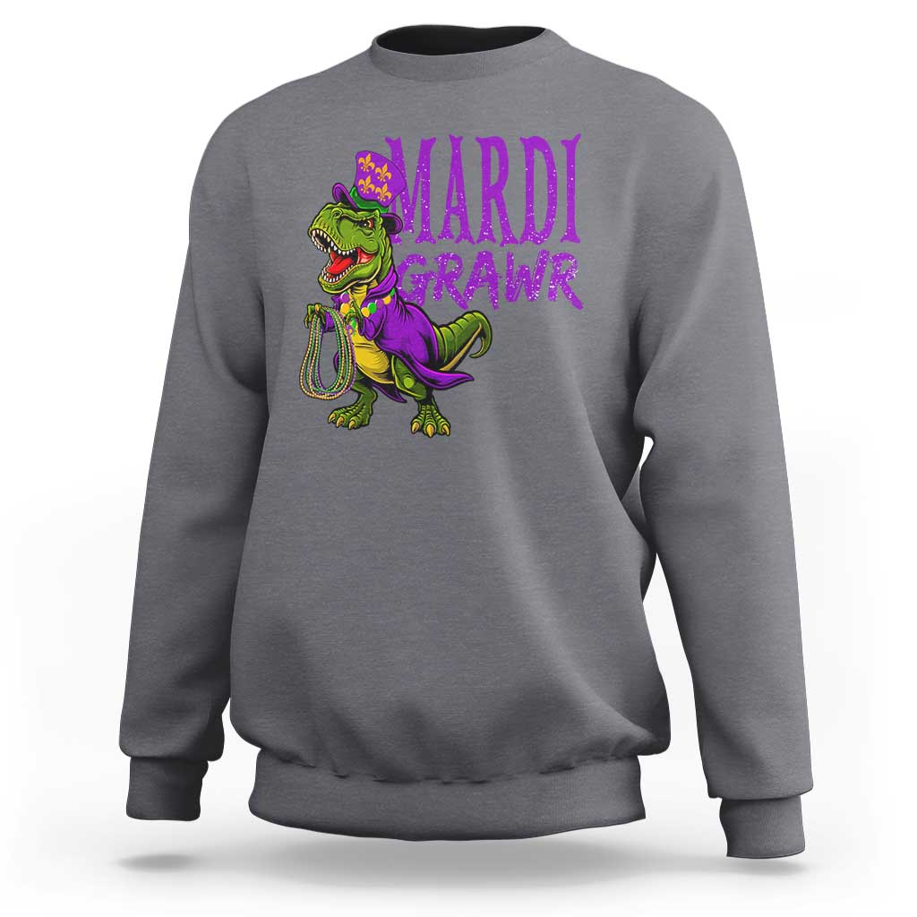 Dinosaur Mardi Gras Sweatshirt Funny Meme New Orleans Party Custume Beads - Wonder Print Shop
