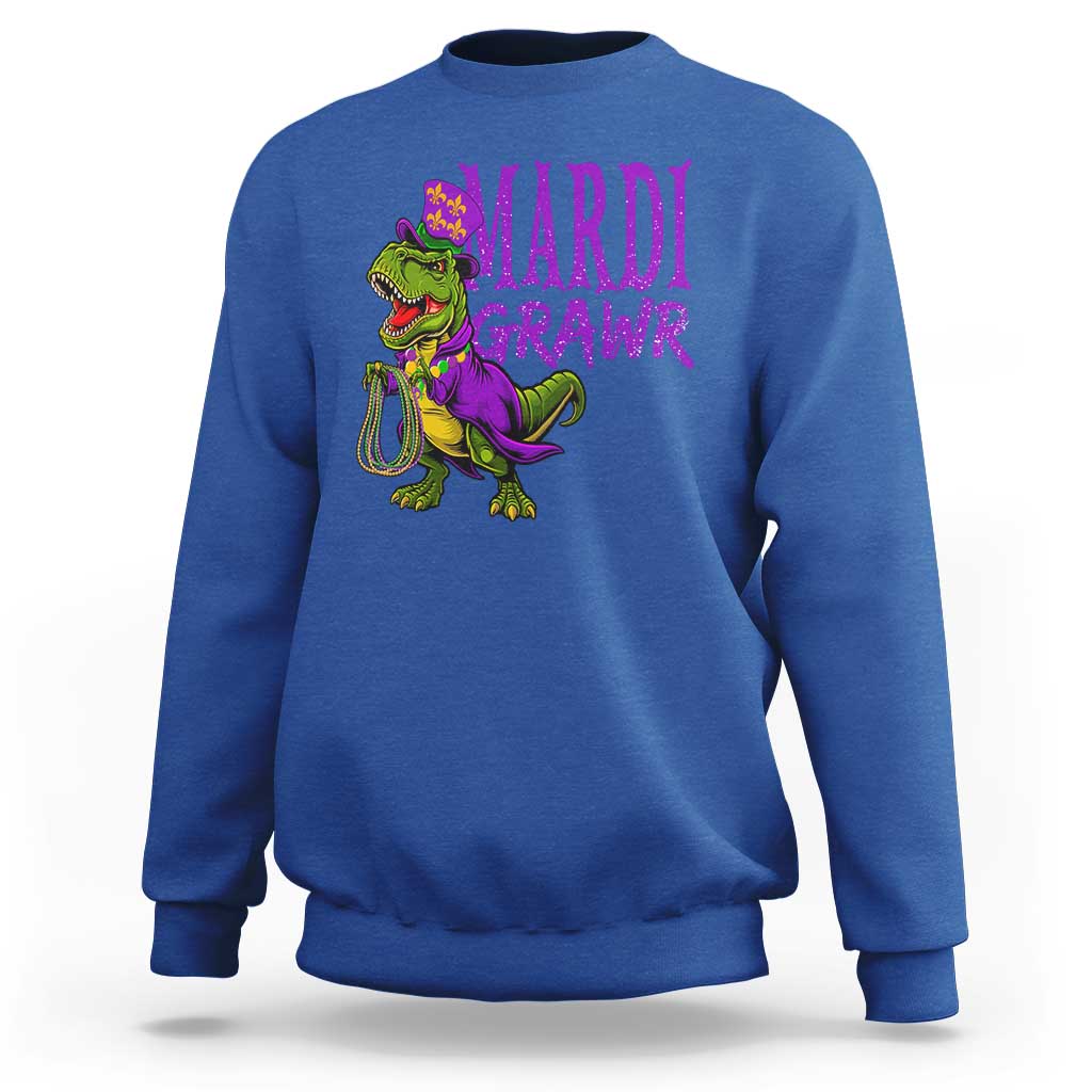 Dinosaur Mardi Gras Sweatshirt Funny Meme New Orleans Party Custume Beads - Wonder Print Shop