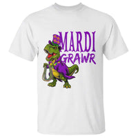 Dinosaur Mardi Gras T Shirt Funny Meme New Orleans Party Custume Beads - Wonder Print Shop