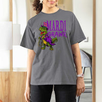 Dinosaur Mardi Gras T Shirt For Women Funny Meme New Orleans Party Custume Beads - Wonder Print Shop