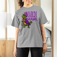 Dinosaur Mardi Gras T Shirt For Women Funny Meme New Orleans Party Custume Beads - Wonder Print Shop