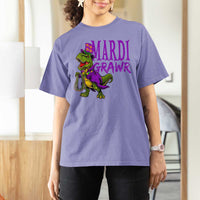 Dinosaur Mardi Gras T Shirt For Women Funny Meme New Orleans Party Custume Beads - Wonder Print Shop