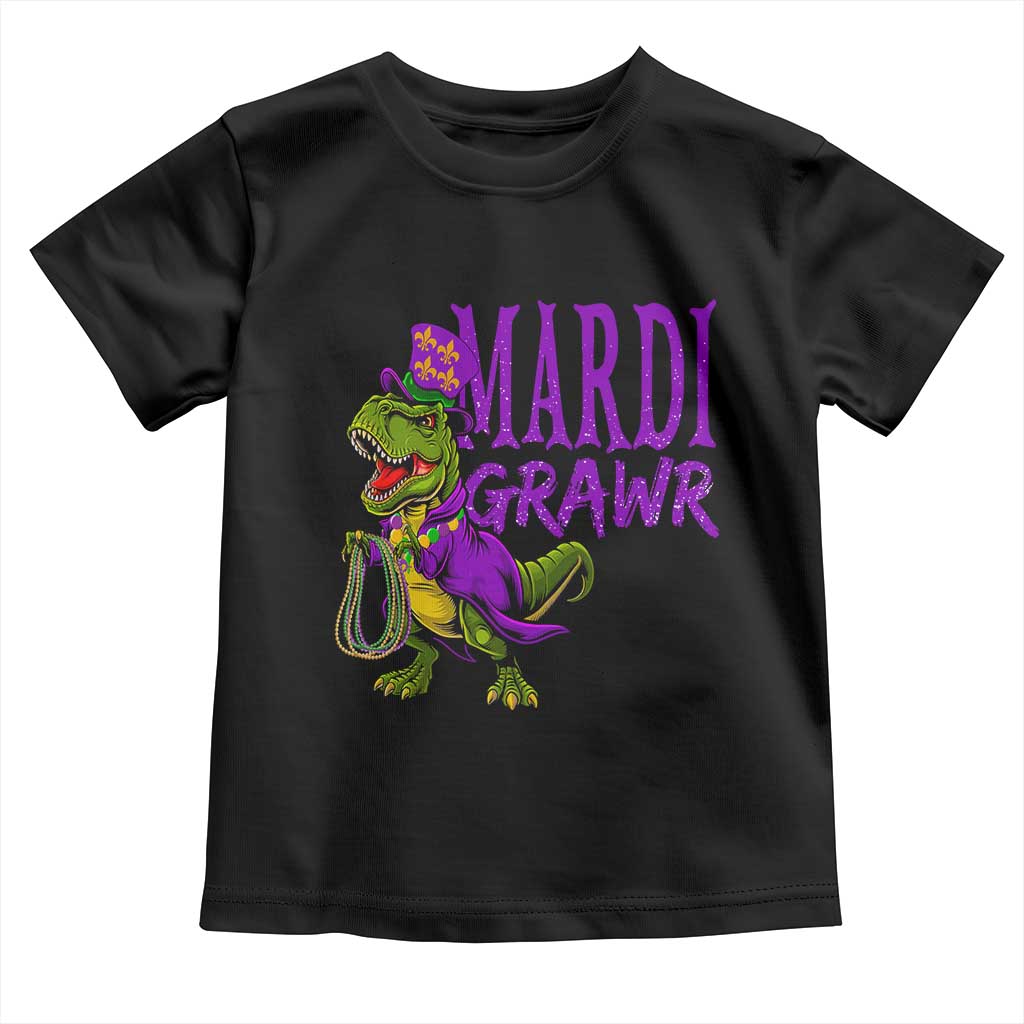 Dinosaur Mardi Gras Toddler T Shirt Funny Meme New Orleans Party Custume Beads - Wonder Print Shop