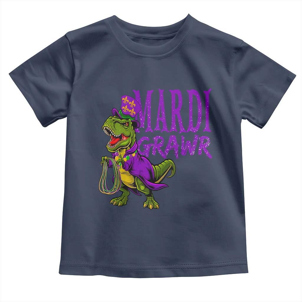 Dinosaur Mardi Gras Toddler T Shirt Funny Meme New Orleans Party Custume Beads - Wonder Print Shop