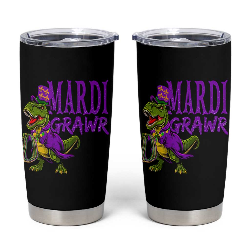 Dinosaur Mardi Gras Tumbler Cup Funny Meme New Orleans Party Custume Beads - Wonder Print Shop