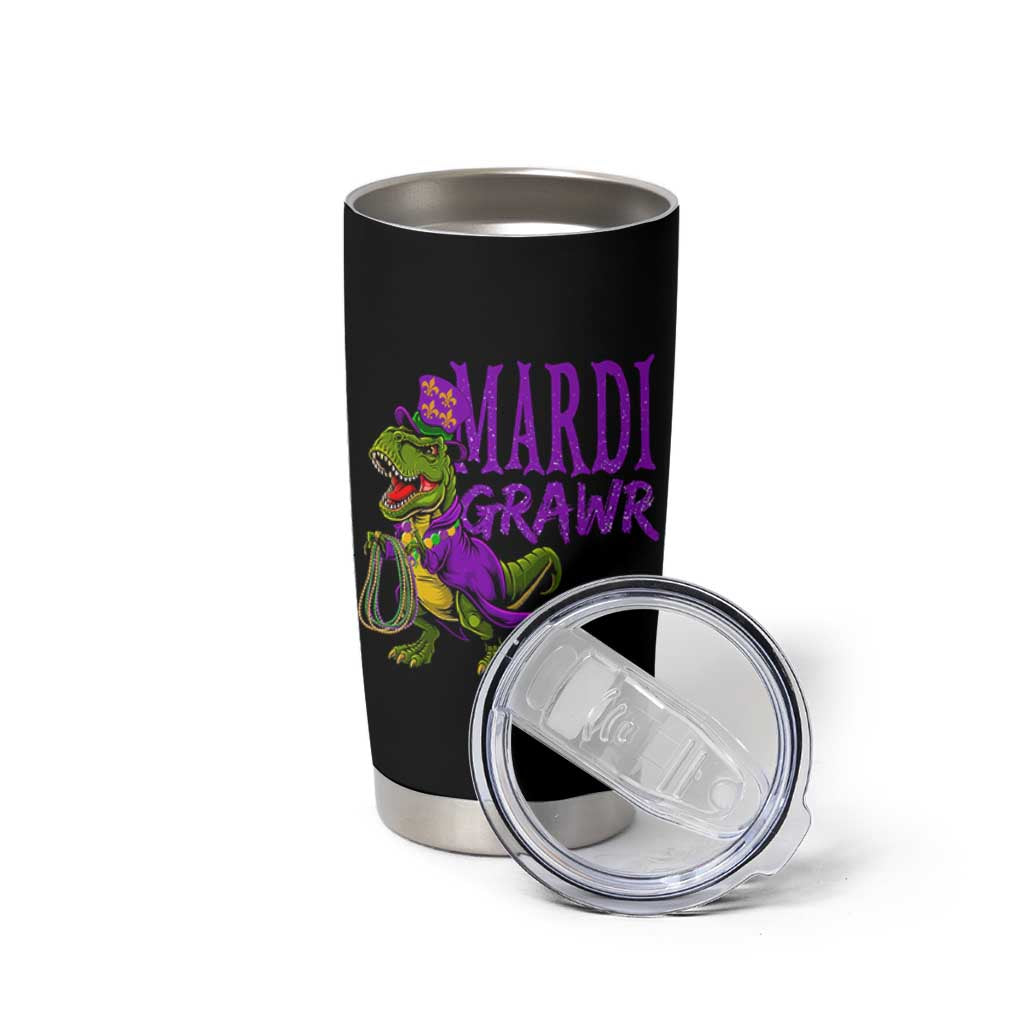 Dinosaur Mardi Gras Tumbler Cup Funny Meme New Orleans Party Custume Beads - Wonder Print Shop