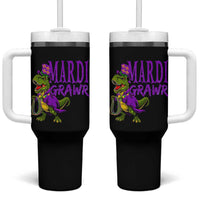 Dinosaur Mardi Gras Tumbler With Handle Funny Meme New Orleans Party Custume Beads - Wonder Print Shop